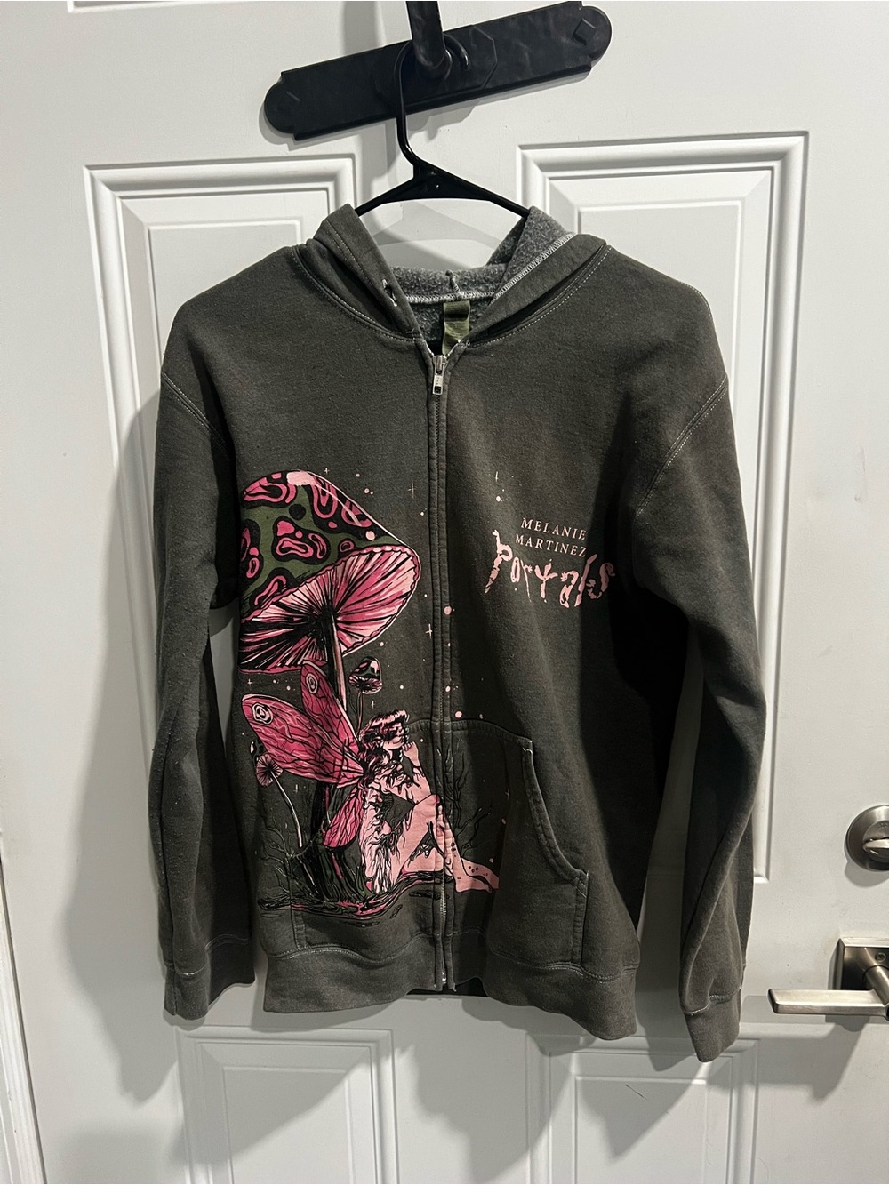 Melanie Martinez Portals Dark Olive Zip-Up Hoodie with Pink Graphic